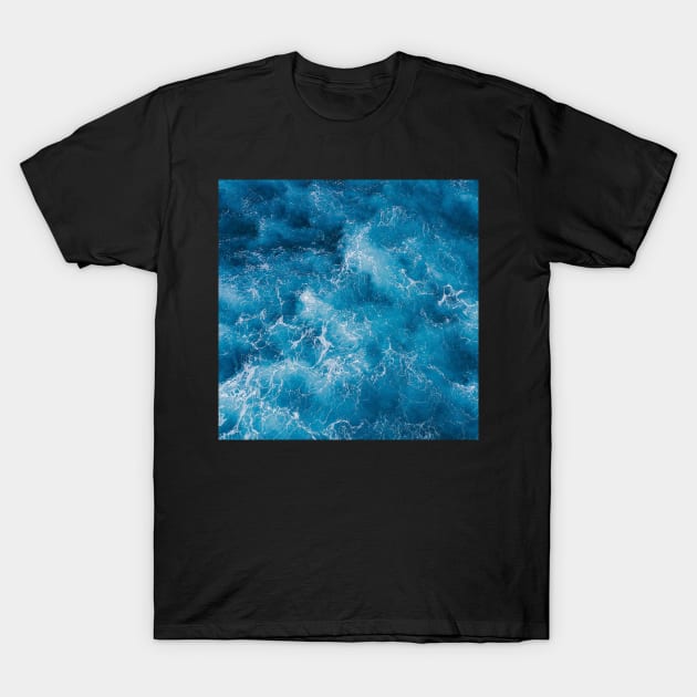 Tuquoise Blue Ocean Waves T-Shirt by StylishPrinting